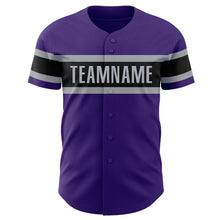 Загрузить изображение в средство просмотра галереи, Custom Purple Black-Gray Authentic Baseball Jersey