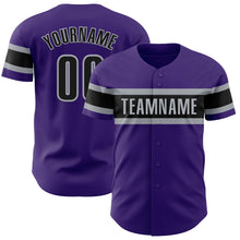 Загрузить изображение в средство просмотра галереи, Custom Purple Black-Gray Authentic Baseball Jersey