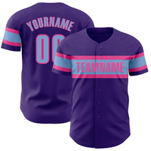 Load image into Gallery viewer, Custom Purple Light Blue-Pink Authentic Baseball Jersey