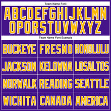 Загрузить изображение в средство просмотра галереи, Custom Purple Gold-White Mesh Authentic Throwback Baseball Jersey