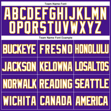 Загрузить изображение в средство просмотра галереи, Custom Purple White-Gold Mesh Authentic Throwback Baseball Jersey