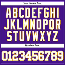 Загрузить изображение в средство просмотра галереи, Custom Purple White-Gold Mesh Authentic Throwback Baseball Jersey