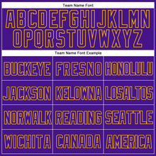 Загрузить изображение в средство просмотра галереи, Custom Purple Gold Mesh Authentic Throwback Baseball Jersey