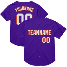 Загрузить изображение в средство просмотра галереи, Custom Purple White-Orange Mesh Authentic Throwback Baseball Jersey