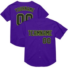 Загрузить изображение в средство просмотра галереи, Custom Purple Black-Neon Green Mesh Authentic Throwback Baseball Jersey