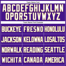 Загрузить изображение в средство просмотра галереи, Custom Purple White-Old Gold Mesh Authentic Throwback Baseball Jersey