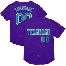 Загрузить изображение в средство просмотра галереи, Custom Purple Teal-White Mesh Authentic Throwback Baseball Jersey