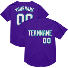 Загрузить изображение в средство просмотра галереи, Custom Purple White-Teal Mesh Authentic Throwback Baseball Jersey