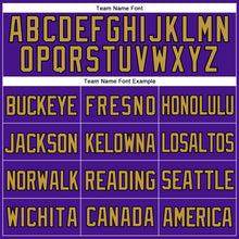 Загрузить изображение в средство просмотра галереи, Custom Purple Black-Old Gold Mesh Authentic Throwback Baseball Jersey