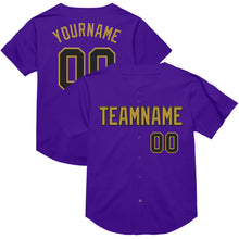 Загрузить изображение в средство просмотра галереи, Custom Purple Black-Old Gold Mesh Authentic Throwback Baseball Jersey