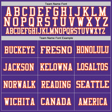 Загрузить изображение в средство просмотра галереи, Custom Purple White-Orange Mesh Authentic Throwback Football Jersey