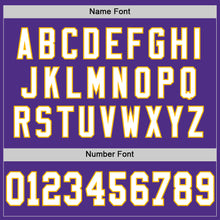 Load image into Gallery viewer, Custom Purple White-Gold Mesh Authentic Throwback Football Jersey