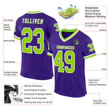 Загрузить изображение в средство просмотра галереи, Custom Purple Neon Green-White Mesh Authentic Throwback Football Jersey