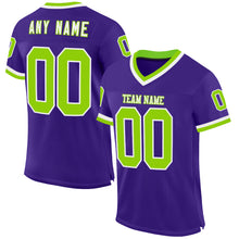 Загрузить изображение в средство просмотра галереи, Custom Purple Neon Green-White Mesh Authentic Throwback Football Jersey