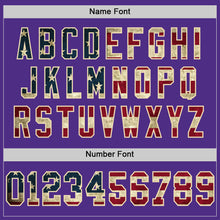 Загрузить изображение в средство просмотра галереи, Custom Purple Vintage USA Flag Cream-Black Mesh Authentic Throwback Football Jersey