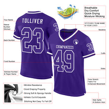 Загрузить изображение в средство просмотра галереи, Custom Purple White Mesh Authentic Throwback Football Jersey