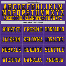 Load image into Gallery viewer, Custom Purple Black-Gold Mesh Authentic Throwback Football Jersey