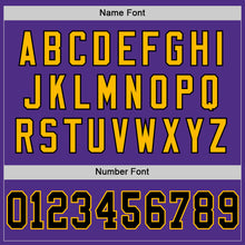 Load image into Gallery viewer, Custom Purple Black-Gold Mesh Authentic Throwback Football Jersey