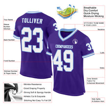 Загрузить изображение в средство просмотра галереи, Custom Purple White-Light Blue Mesh Authentic Throwback Football Jersey