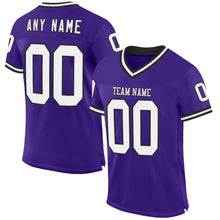 Загрузить изображение в средство просмотра галереи, Custom Purple White-Black Mesh Authentic Throwback Football Jersey
