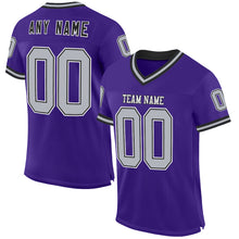 Load image into Gallery viewer, Custom Purple Gray-Black Mesh Authentic Throwback Football Jersey