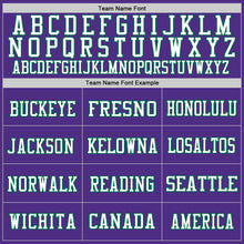 Загрузить изображение в средство просмотра галереи, Custom Purple Kelly Green-White Mesh Authentic Throwback Football Jersey