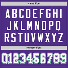 Загрузить изображение в средство просмотра галереи, Custom Purple White-Kelly Green Mesh Authentic Throwback Football Jersey