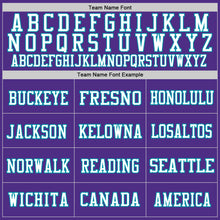Load image into Gallery viewer, Custom Purple Black-Teal Mesh Authentic Throwback Football Jersey