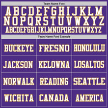 Загрузить изображение в средство просмотра галереи, Custom Purple White-Old Gold Mesh Authentic Throwback Football Jersey