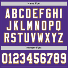 Загрузить изображение в средство просмотра галереи, Custom Purple White-Old Gold Mesh Authentic Throwback Football Jersey