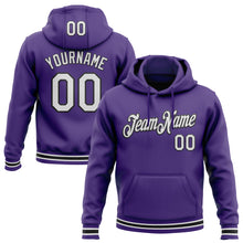 Load image into Gallery viewer, Custom Stitched Purple White-Black Sports Pullover Sweatshirt Hoodie