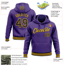 Laden Sie das Bild in den Galerie-Viewer, Custom Stitched Purple Black-Gold Sports Pullover Sweatshirt Hoodie