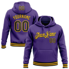 Laden Sie das Bild in den Galerie-Viewer, Custom Stitched Purple Black-Gold Sports Pullover Sweatshirt Hoodie