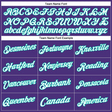 Laden Sie das Bild in den Galerie-Viewer, Custom Stitched Purple White-Aqua Sports Pullover Sweatshirt Hoodie