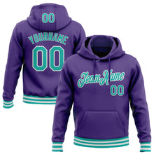 Загрузить изображение в средство просмотра галереи, Custom Stitched Purple Aqua-White Sports Pullover Sweatshirt Hoodie