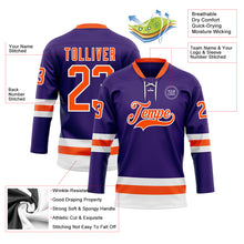 Charger l'image dans la galerie, Custom Purple Orange-White Hockey Lace Neck Jersey