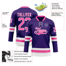 Charger l'image dans la galerie, Custom Purple Pink-White Hockey Lace Neck Jersey
