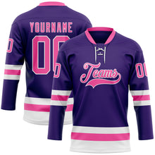 Charger l'image dans la galerie, Custom Purple Pink-White Hockey Lace Neck Jersey