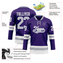 Charger l'image dans la galerie, Custom Purple Gray-White Hockey Lace Neck Jersey