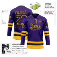 Charger l'image dans la galerie, Custom Purple Black-Gold Hockey Lace Neck Jersey