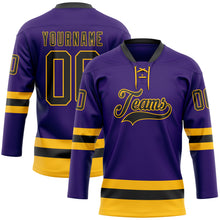 Charger l'image dans la galerie, Custom Purple Black-Gold Hockey Lace Neck Jersey