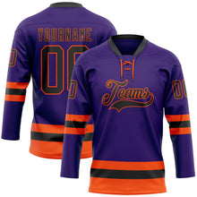 Charger l'image dans la galerie, Custom Purple Black-Orange Hockey Lace Neck Jersey