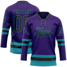 Charger l'image dans la galerie, Custom Purple Black-Teal Hockey Lace Neck Jersey