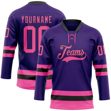 Charger l'image dans la galerie, Custom Purple Pink-Black Hockey Lace Neck Jersey