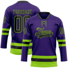 Charger l'image dans la galerie, Custom Purple Black-Neon Green Hockey Lace Neck Jersey