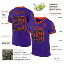Load image into Gallery viewer, Custom Purple Black-Orange Mesh Authentic Throwback Football Jersey