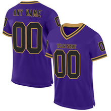 Load image into Gallery viewer, Custom Purple Black-Old Gold Mesh Authentic Throwback Football Jersey