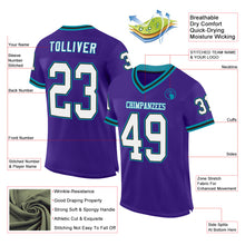 Load image into Gallery viewer, Custom Purple Black-Teal Mesh Authentic Throwback Football Jersey