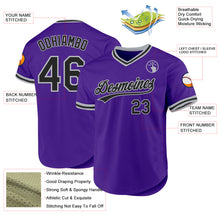 Загрузить изображение в средство просмотра галереи, Custom Purple Black-Gray Authentic Throwback Baseball Jersey
