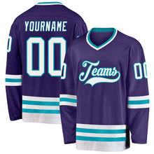 Charger l'image dans la galerie, Custom Purple White-Teal Hockey Jersey